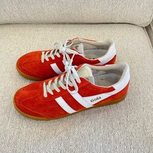Gola Elan Red and White Suede Sneakers